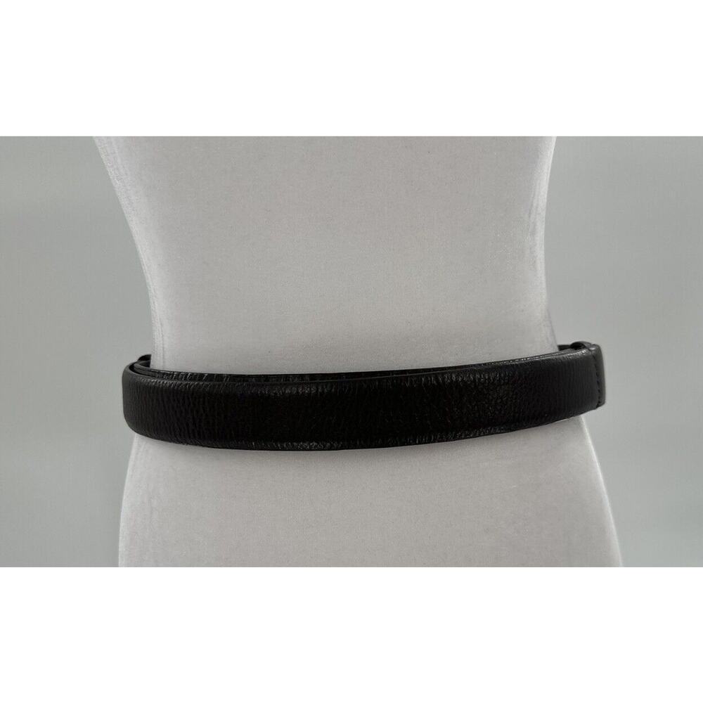 Chico's Belt Adjustable Brown Leather Hook Silver Gold Tone Big Buckle Statement - Picture 3 of 13